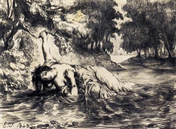  Fe Obras - La muerte de Ofelia Romántico Eugene Delacroix